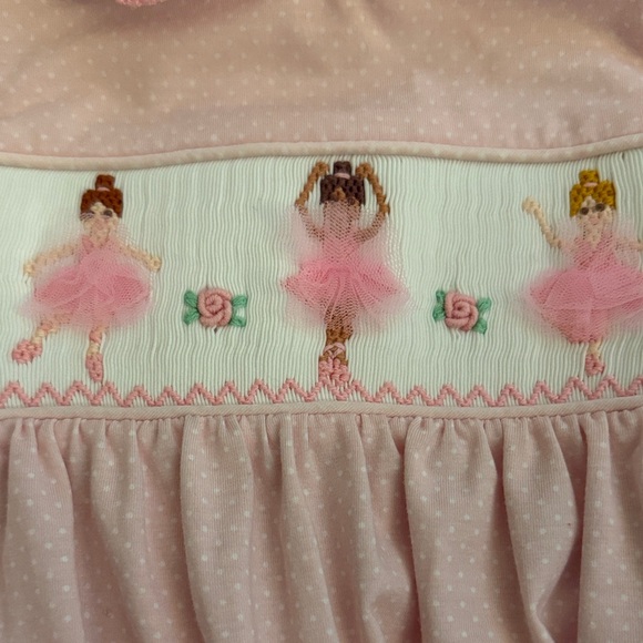 Pink Ballerina Embroidered Kids Dress - Picture 4 of 4
